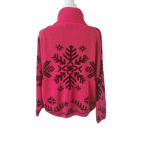 Sam & Max Vintage 90s Sweater Pink Snowflake Turtleneck Women's Size Medium - Picture 4 of 10